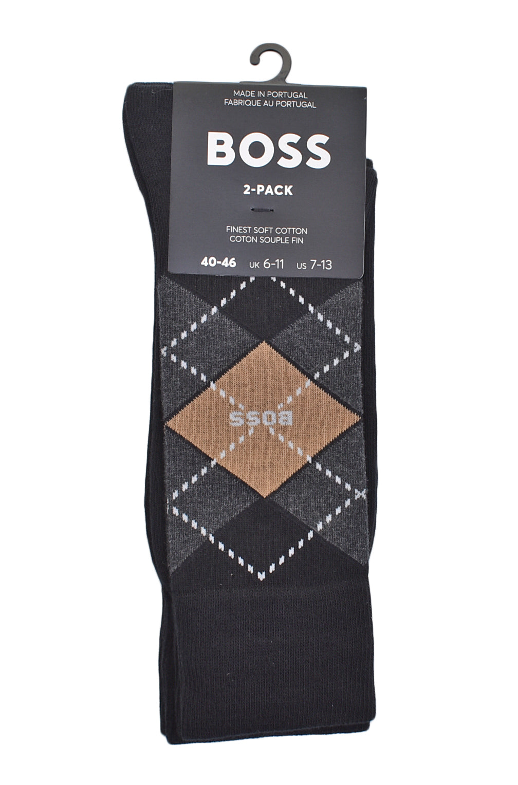 2 Pack Argyle Socks Black Stone
