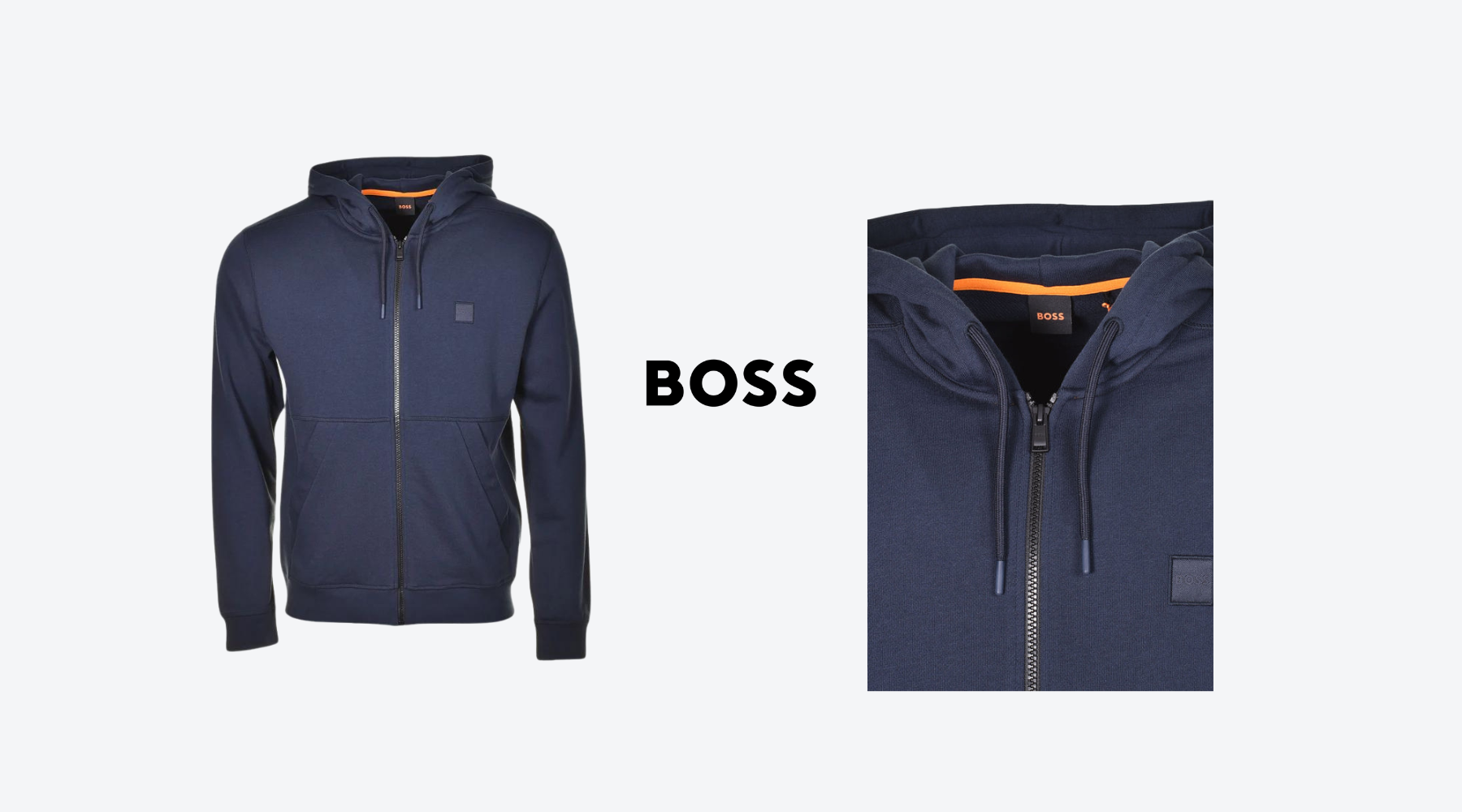 The New BOSS Zetalky Full Zip Hoodie in Dark Blue - Now at Ragazzi