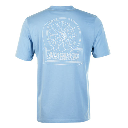 3D Logo Print T Shirt Dusty Blue