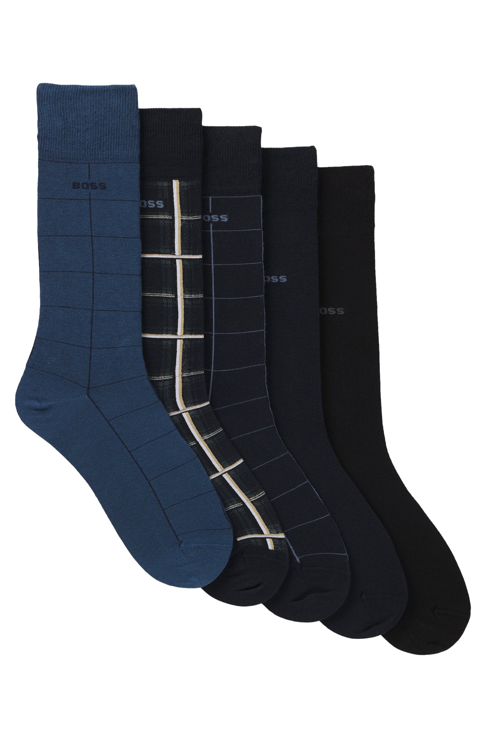 5 Pack Sock Giftset Logo Check Dark Blue