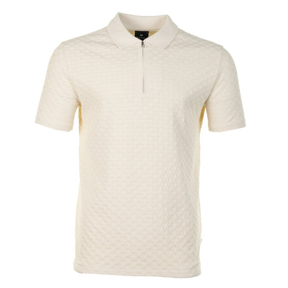 Short Sleeve Zip Front Polo Off White