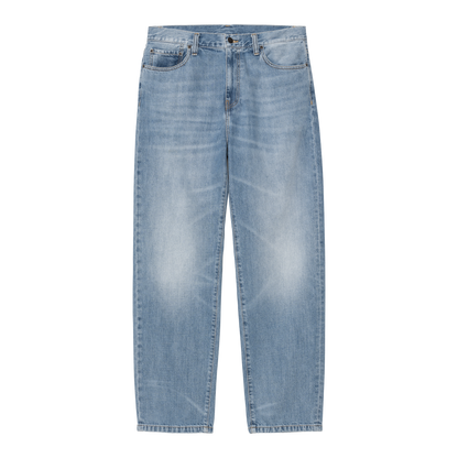Front of Carhartt Aaron Pant Camano Denim Blue Burst Washed