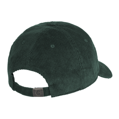 Back of Carhartt WIP Harlem Corduroy Cap Kale Green White