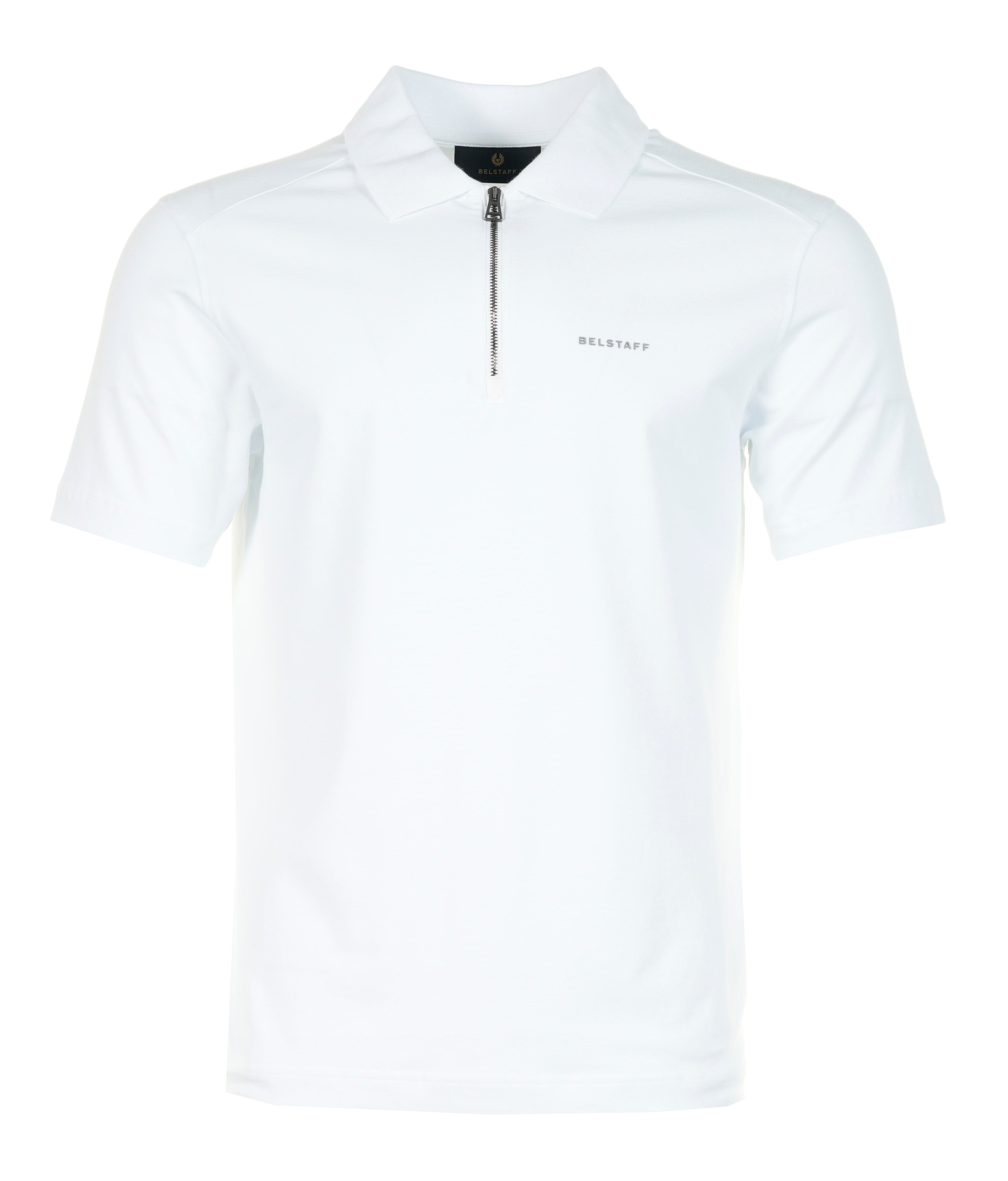 Alloy Zip Short Sleeve Polo Shirt White