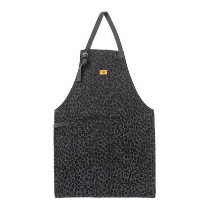 Patterned Apron Black Leopard