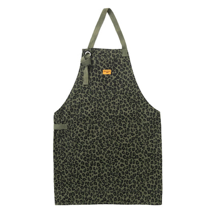 Patterned Apron Green Leopard
