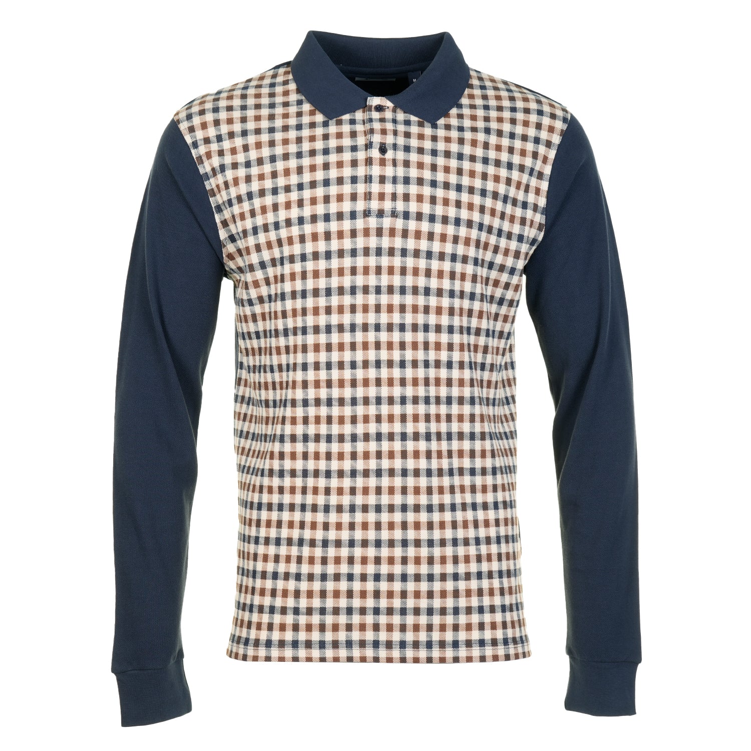 Active Front Check Long Sleeve Polo Shirt