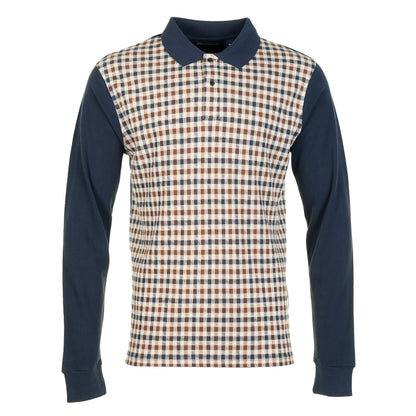Active Front Check Long Sleeve Polo Shirt