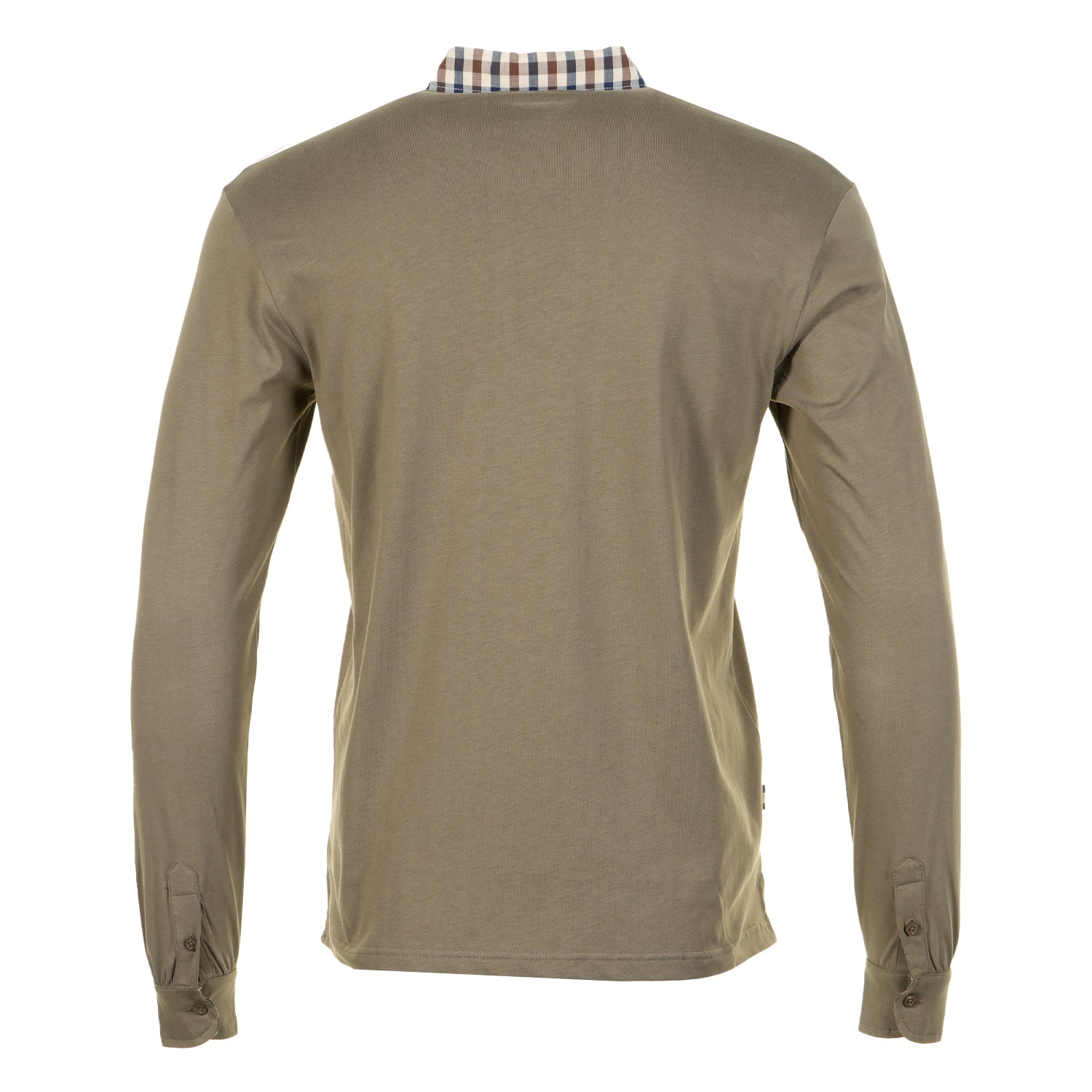 Long Sleeve Club Check Collar Polo Army Green