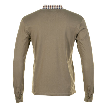 Long Sleeve Club Check Collar Polo Army Green