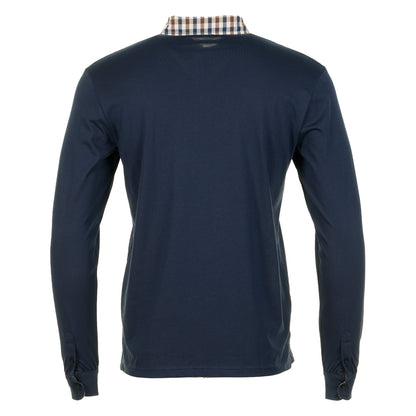 Long Sleeve Club Check Collar Polo Navy