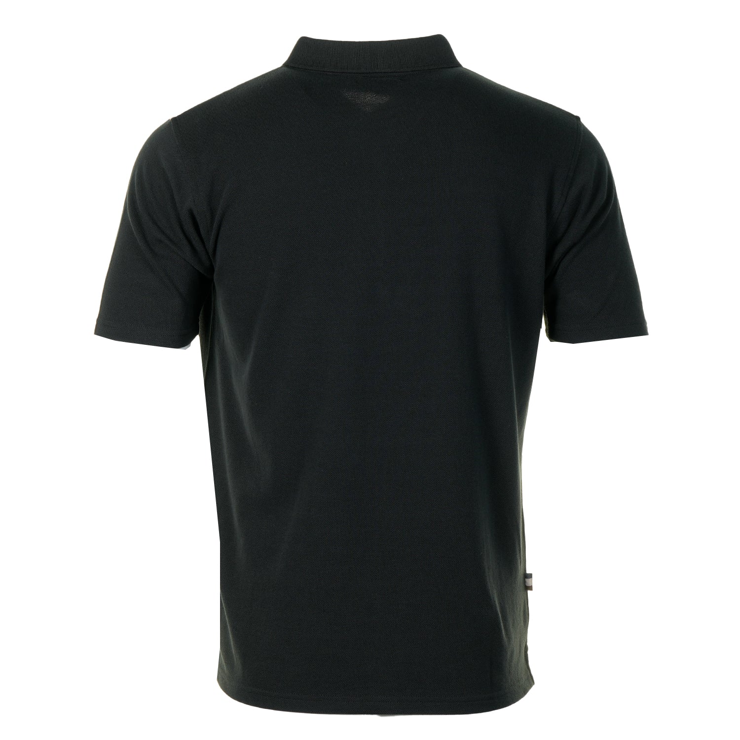 Short Sleeve Stripes Pique Polo Shirt Black