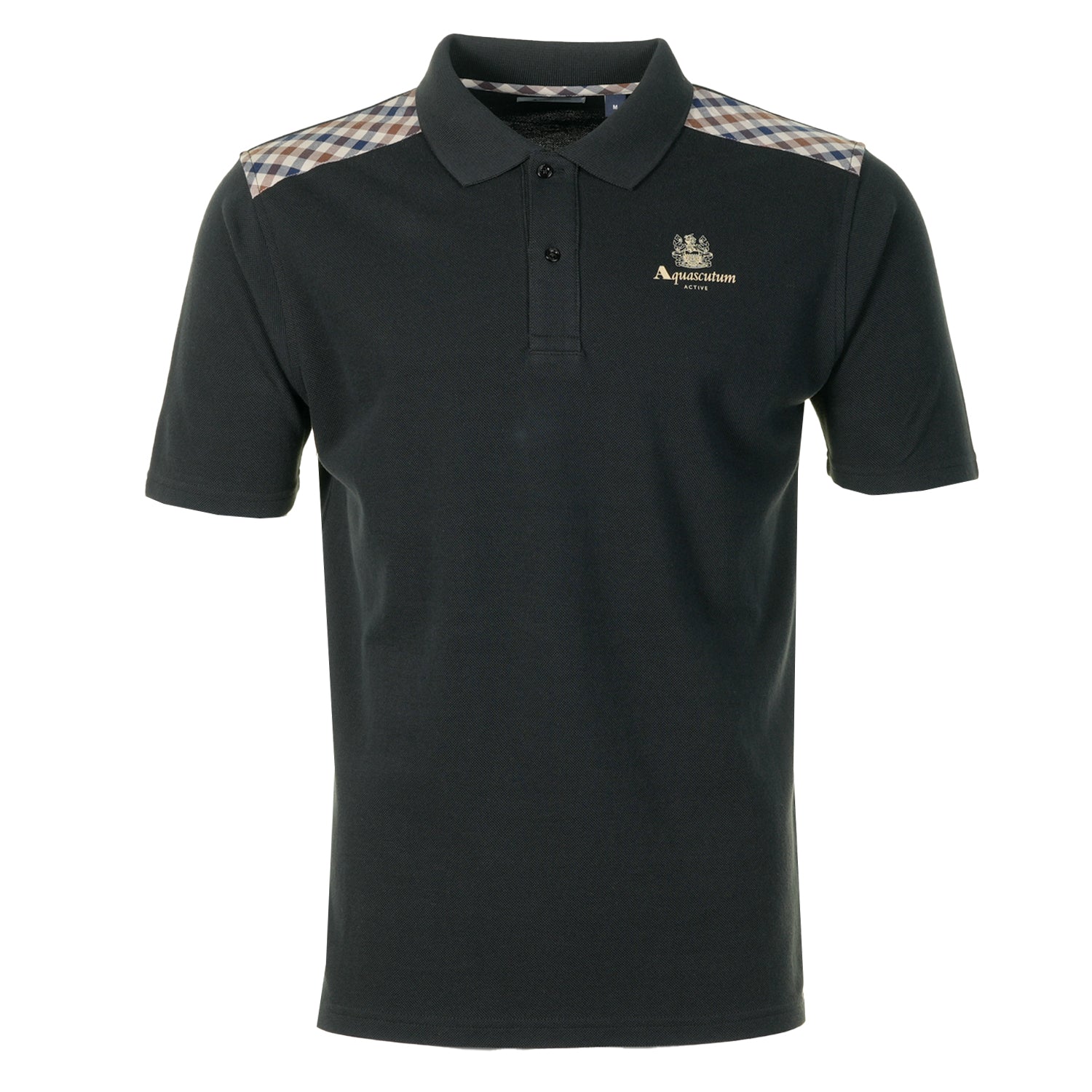 Short Sleeve Stripes Pique Polo Shirt Black