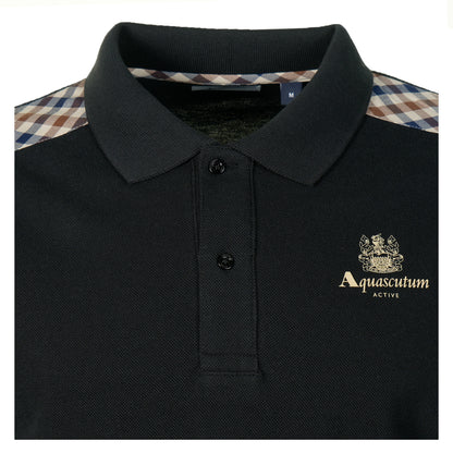 Short Sleeve Stripes Pique Polo Shirt Black