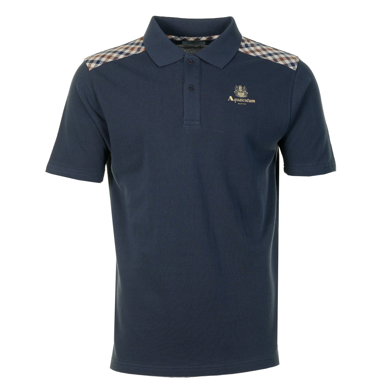 Short Sleeve Stripes Pique Polo Shirt Navy