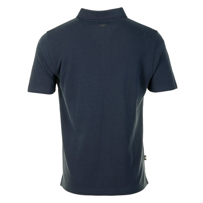 Short Sleeve Stripes Pique Polo Shirt Navy