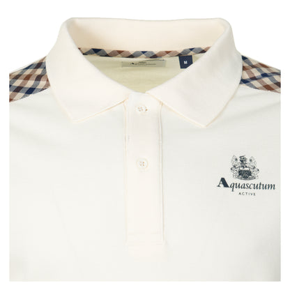Short Sleeve Stripes Pique Polo Shirt Old White