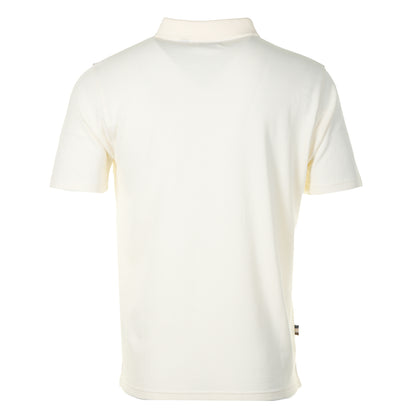 Short Sleeve Stripes Pique Polo Shirt Old White