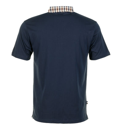Short Sleeve Club Check Collar Polo Navy