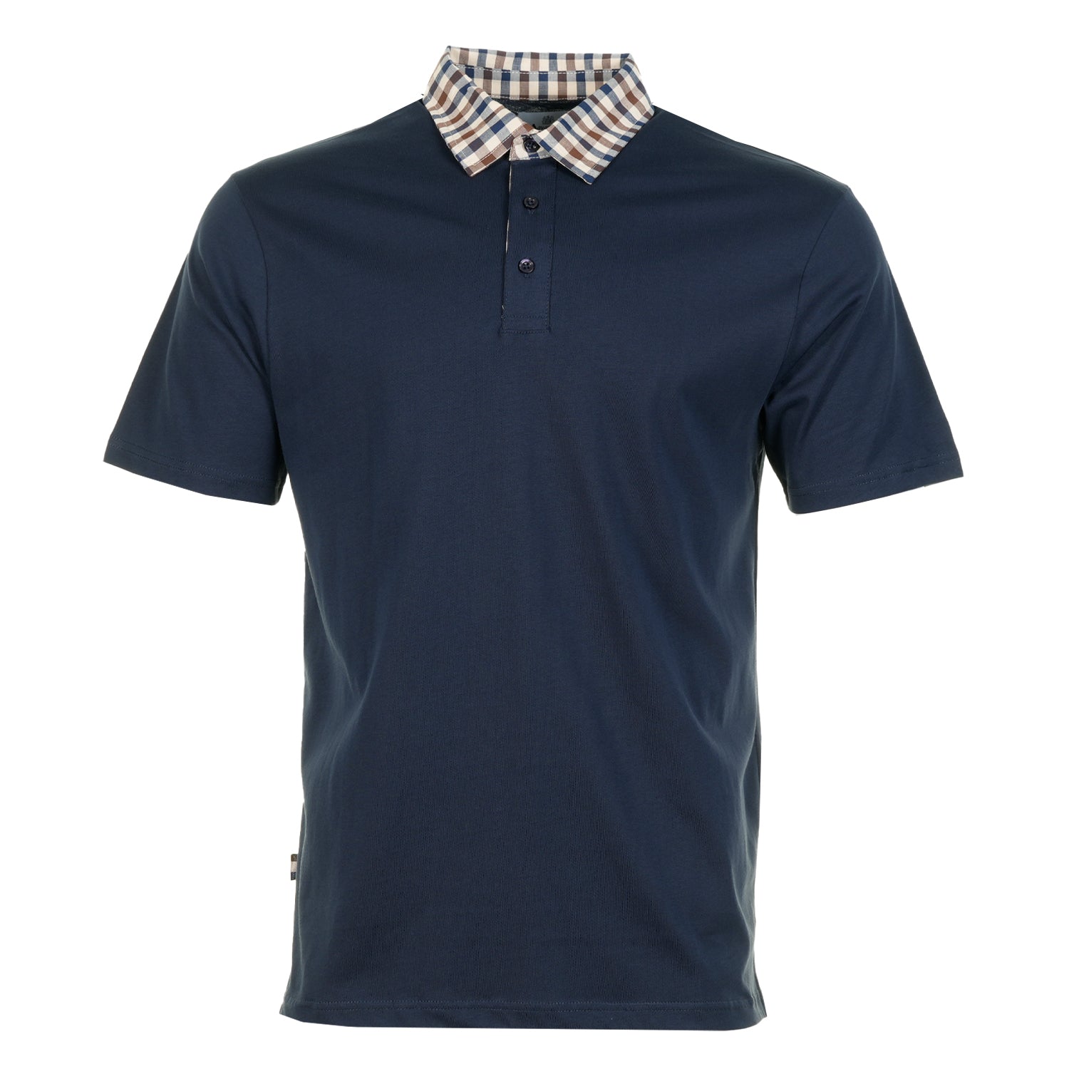 Short Sleeve Club Check Collar Polo Navy