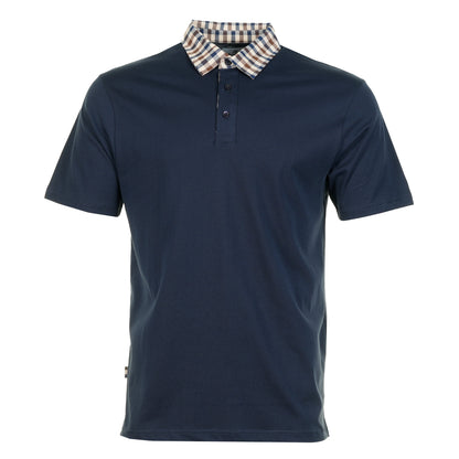 Short Sleeve Club Check Collar Polo Navy