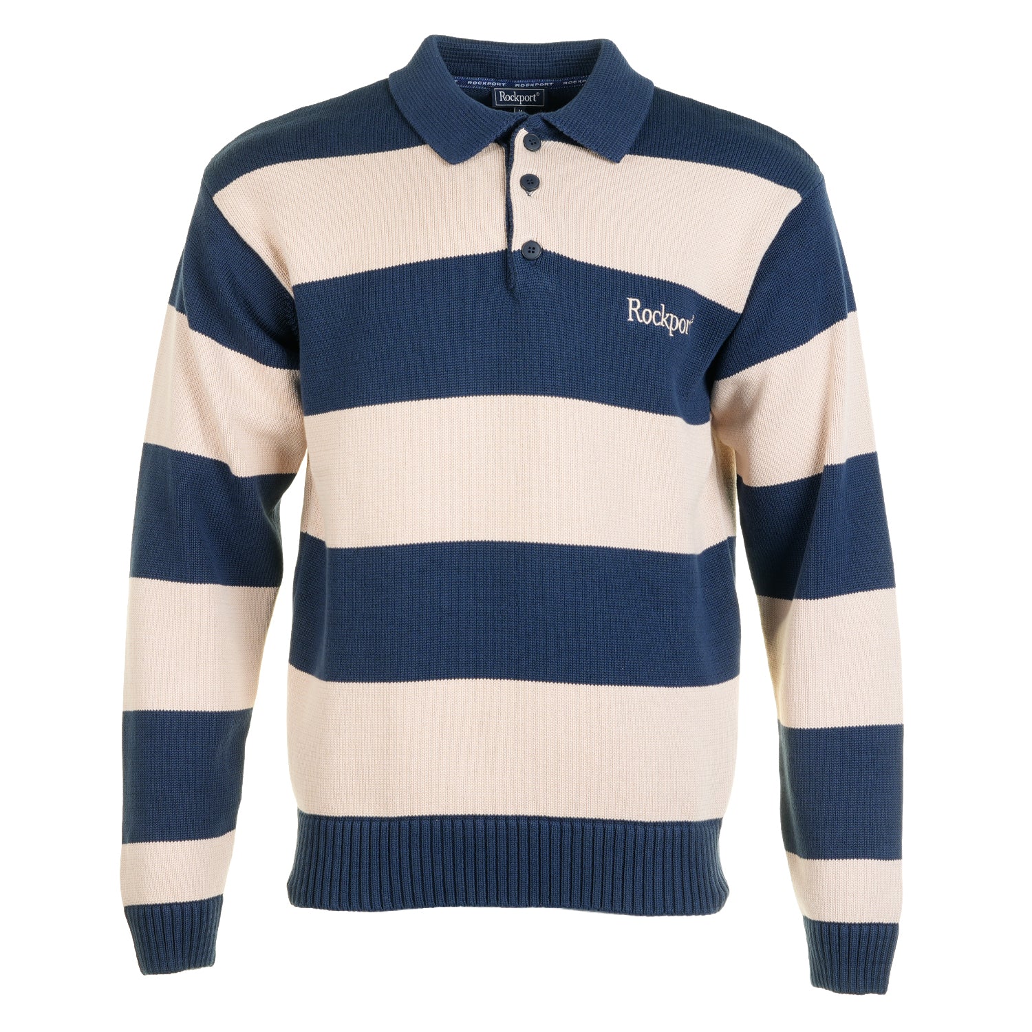 Aravon 7GG Striped Knit Polo Stone
