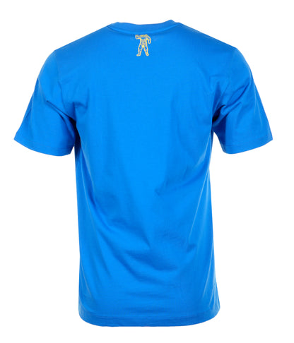 back of blue billionaire boys club tee