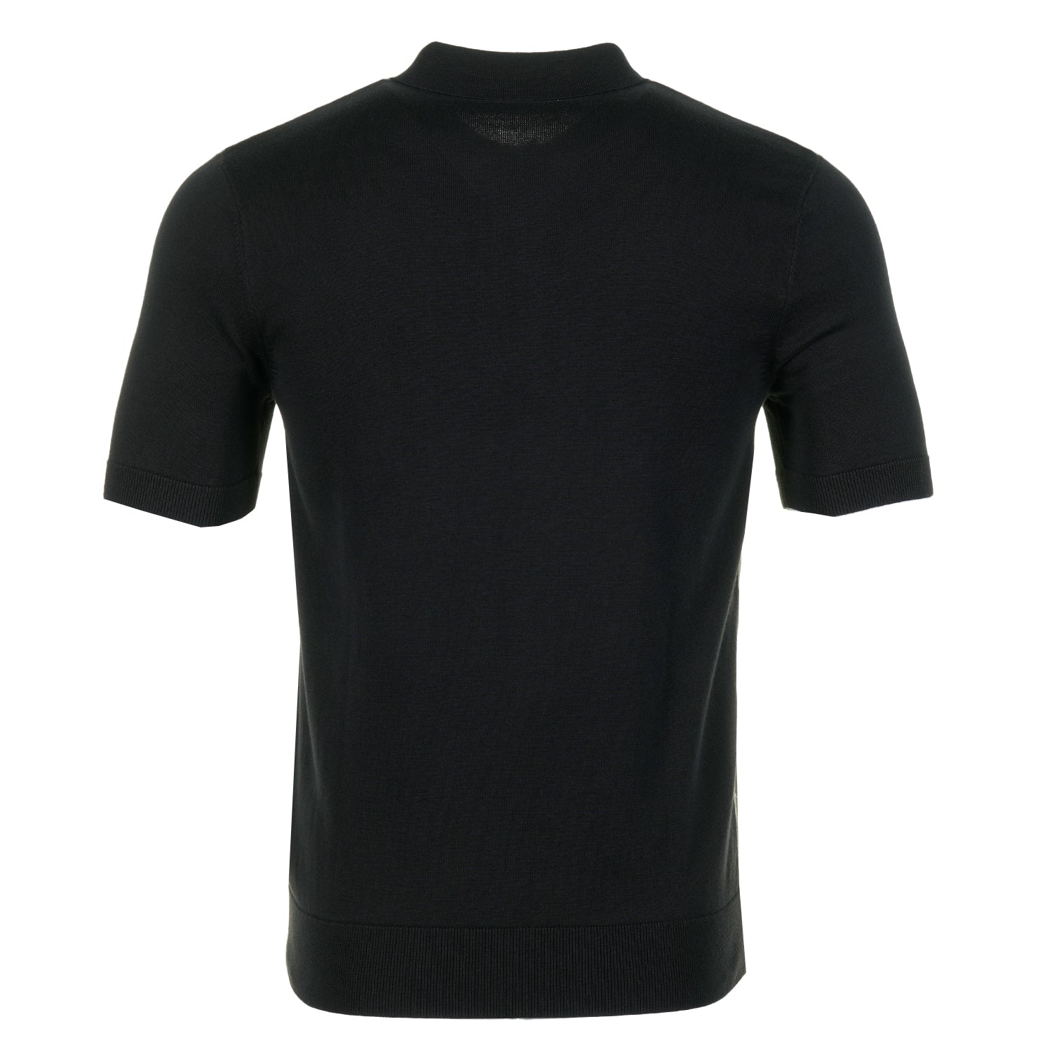 Short Sleeve Textured Argyle Knitted Polo Shirt Black
