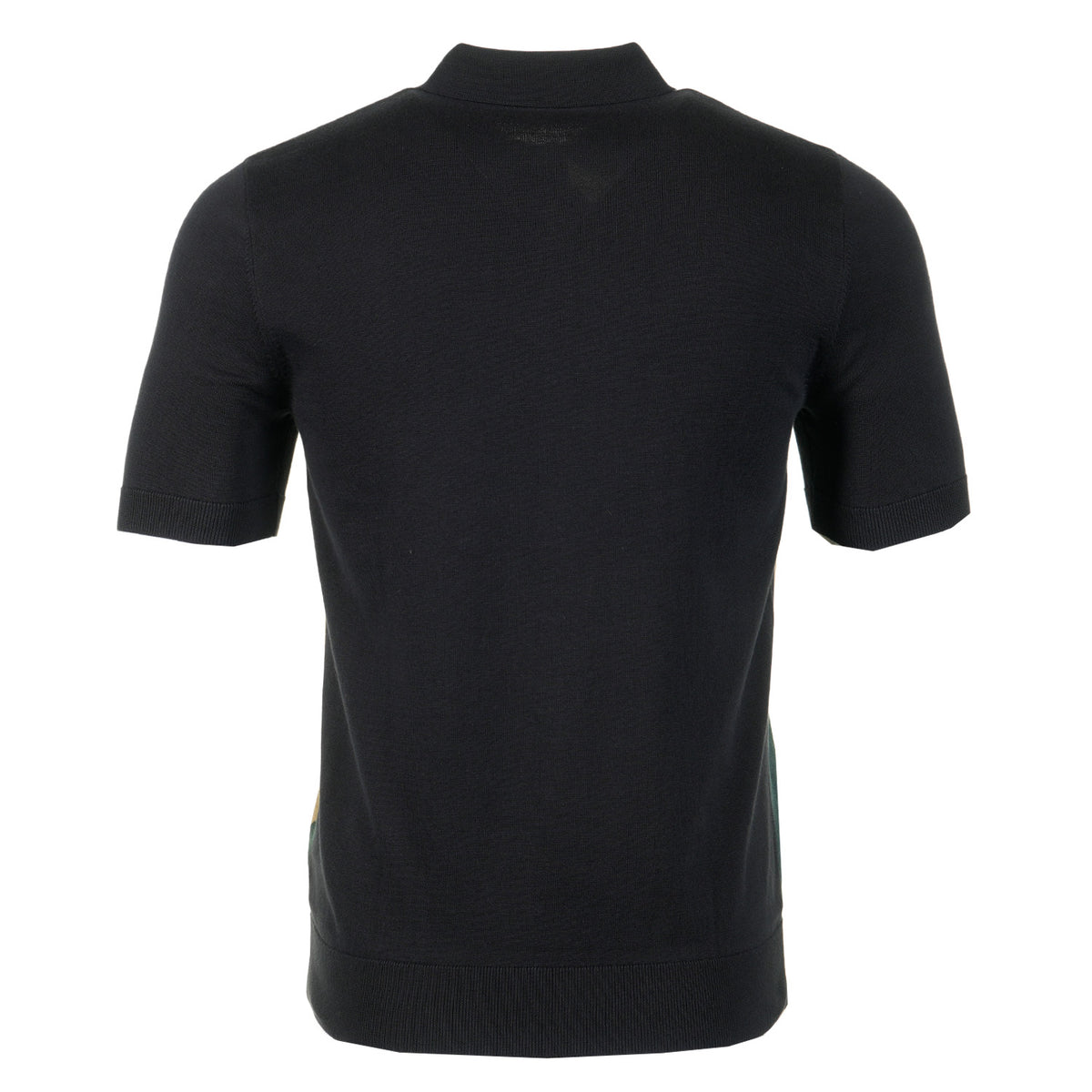 Offset Argyle Short Sleeve Knitted Polo Shirt Black