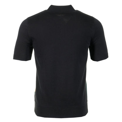 Offset Argyle Short Sleeve Knitted Polo Shirt Black