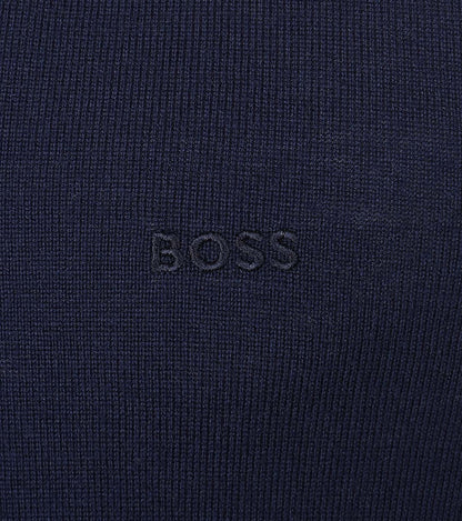 Avac Knitted Long Sleeve Polo Shirt Dark Blue