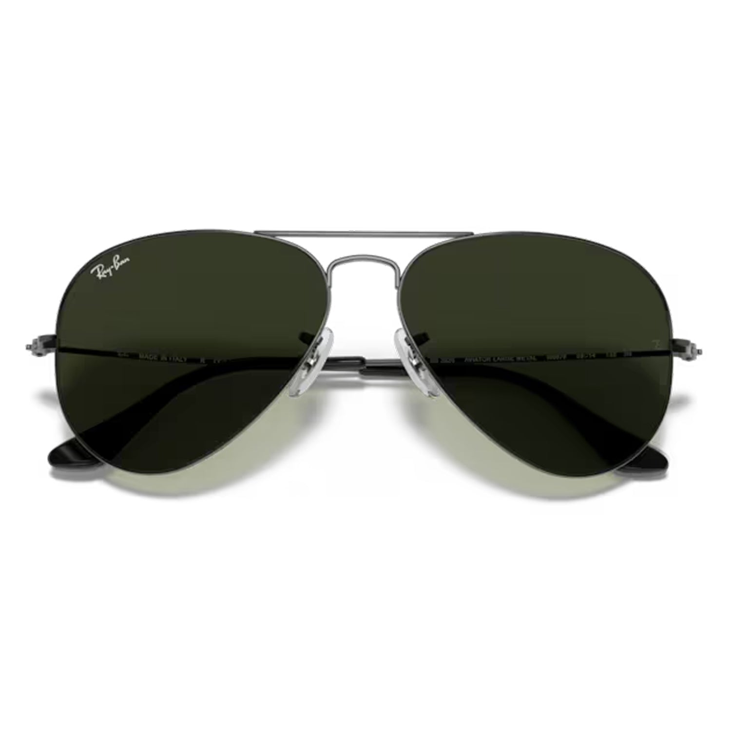Folded pair of Aviator Large Metal Gunmetal / Green