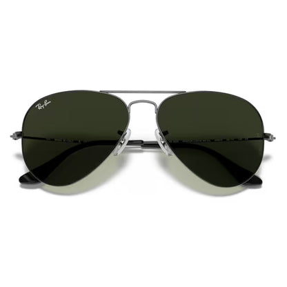 Folded pair of Aviator Large Metal Gunmetal / Green