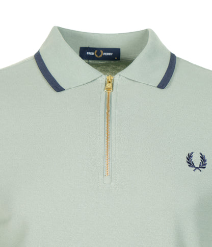 Crepe Pique Zip Neck Polo Shirt Bayleaf