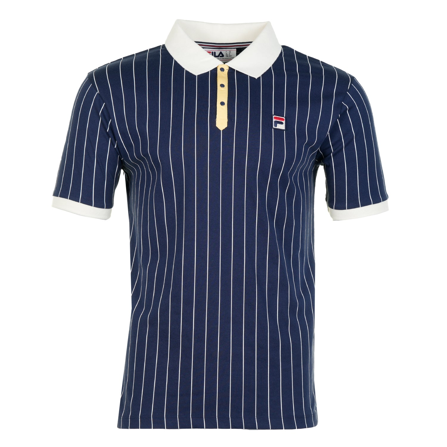 BB1 Classic Vintage Striped Polo Shirt Navy Raffia Gardenia