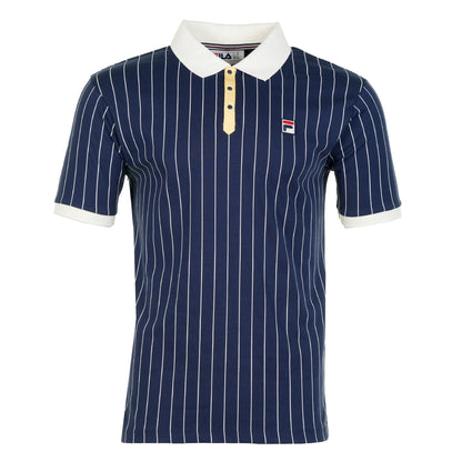 BB1 Classic Vintage Striped Polo Shirt Navy Raffia Gardenia