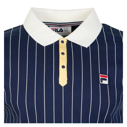 BB1 Classic Vintage Striped Polo Shirt Navy Raffia Gardenia