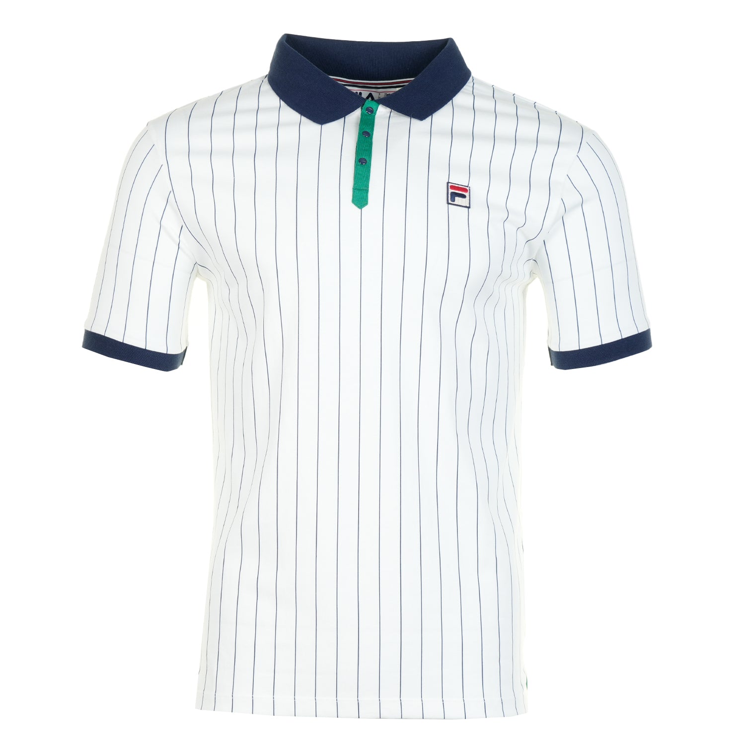 BB1 Classic Vintage Striped Polo Shirt White Green Navy