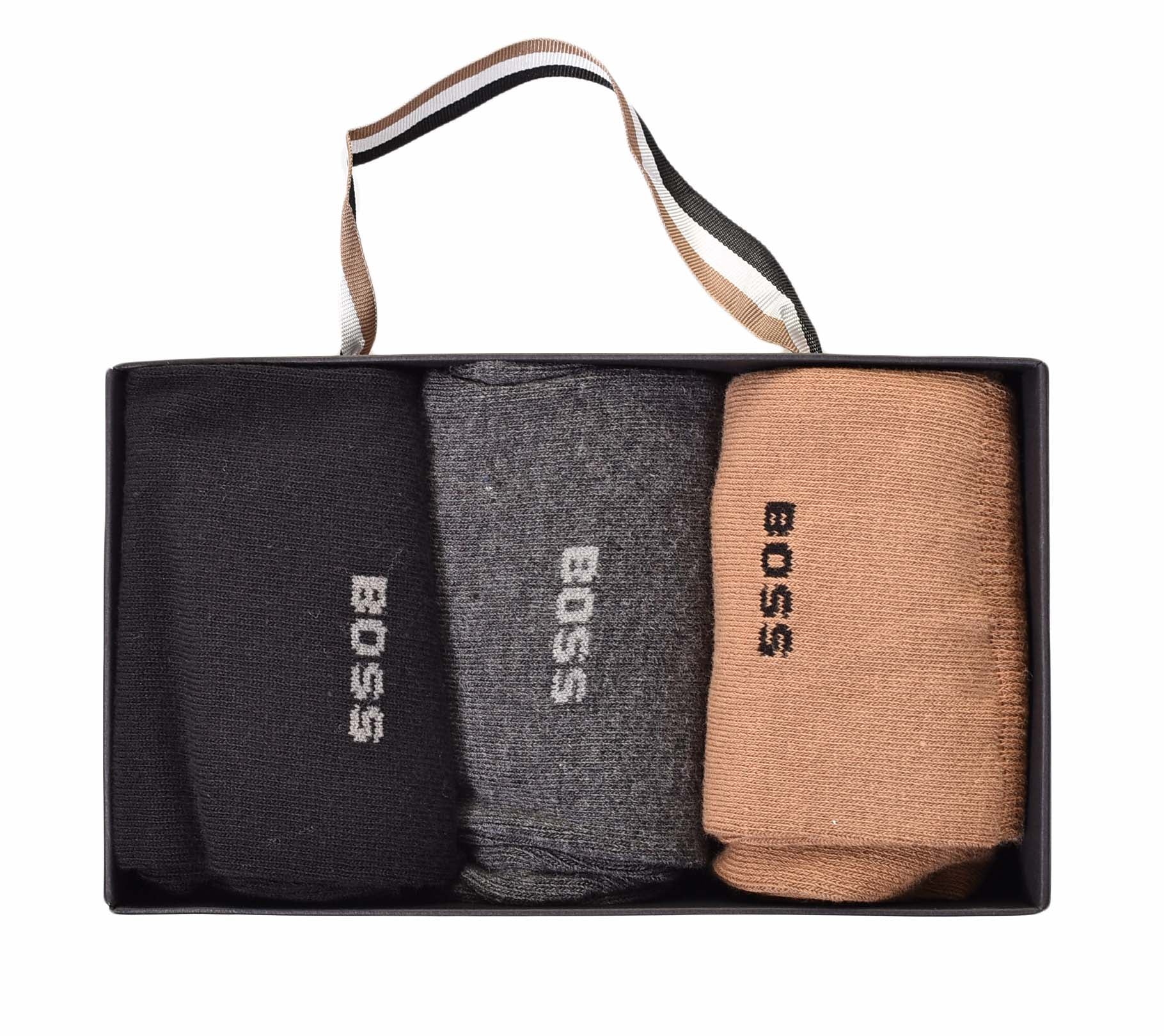 3 Pack Socks Gift Set 963 Black Grey Beige