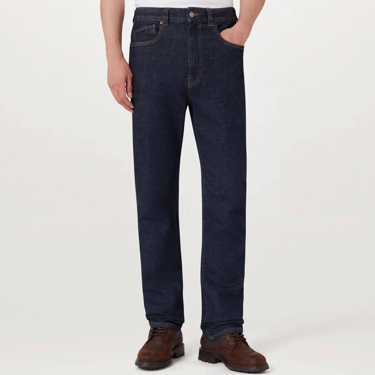 A man wearing a pair of Belstaff B69 Indigo Regular Jeans