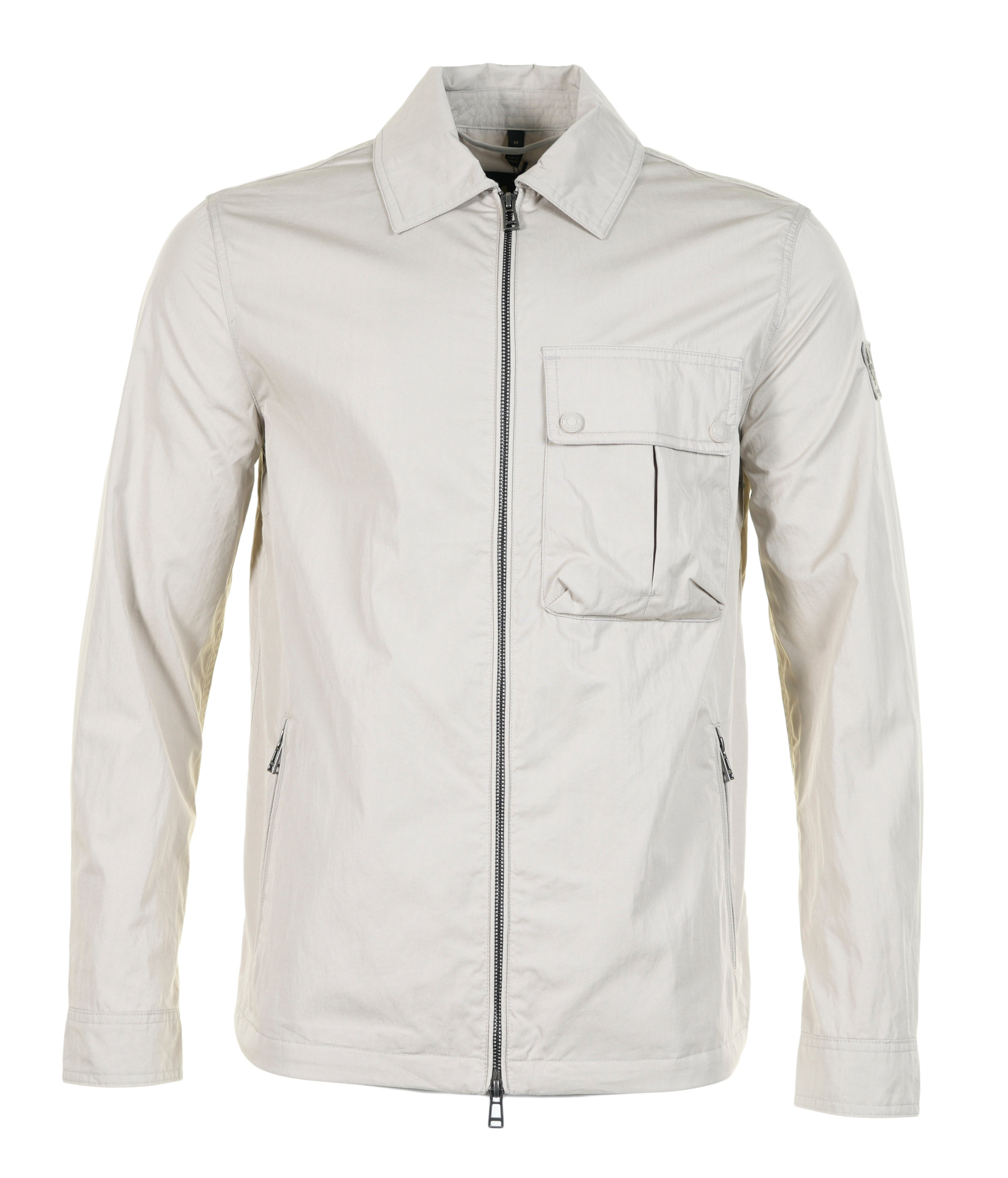 Belstaff Drome Overshirt in Cement Grey with full zip closure