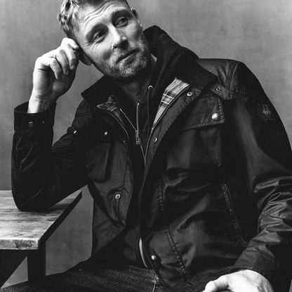 Freddie Flintoff wearing Belstaff Fieldmaster in black