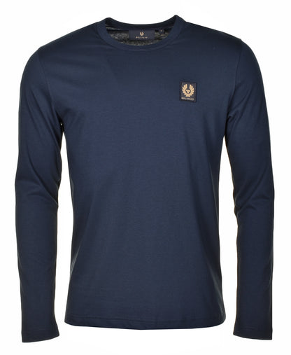 A navy long sleeve Belstaff t-shirt with crew neck collar