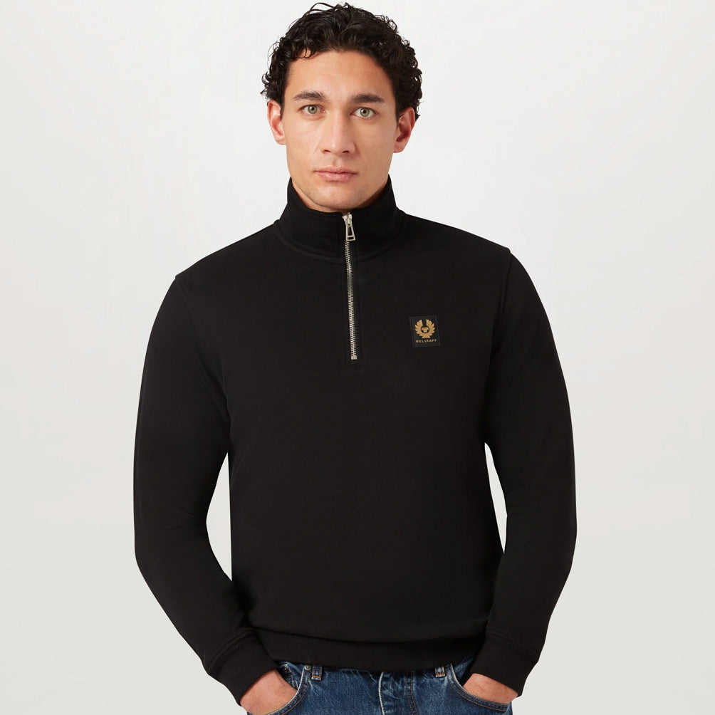 Man wearing Belstaff Quarter Zip Sweatshirt Black