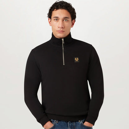 Man wearing Belstaff Quarter Zip Sweatshirt Black