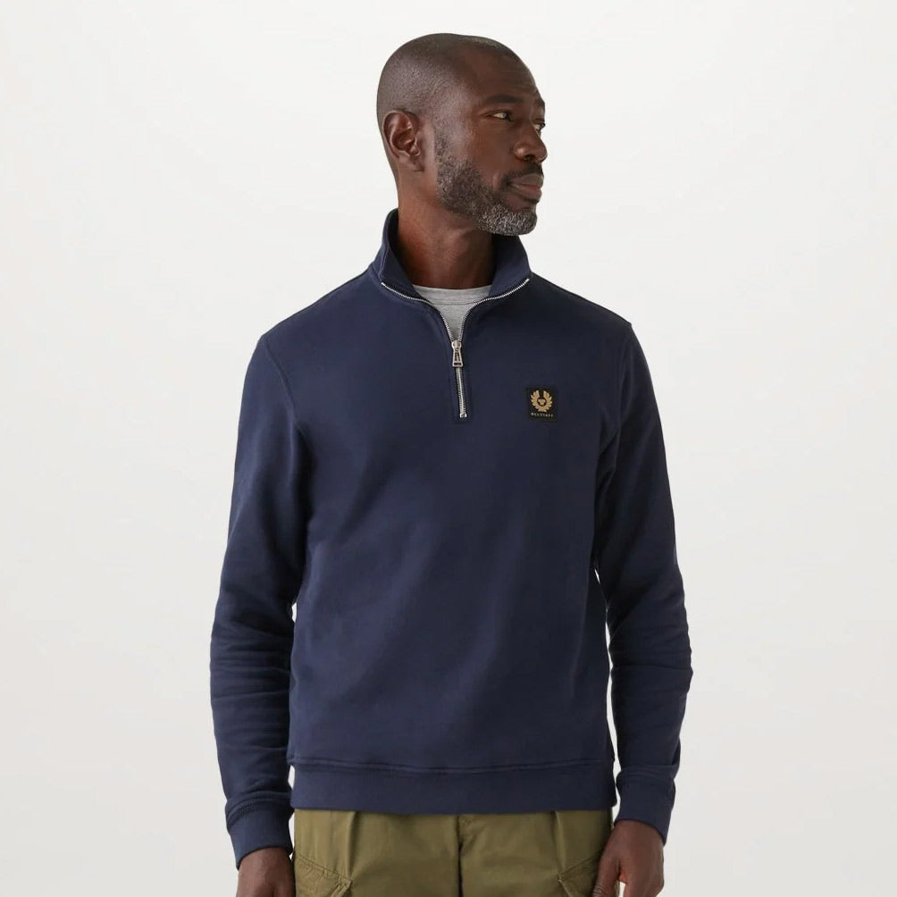 Man wearing Belstaff Quarter Zip Sweat in Navy