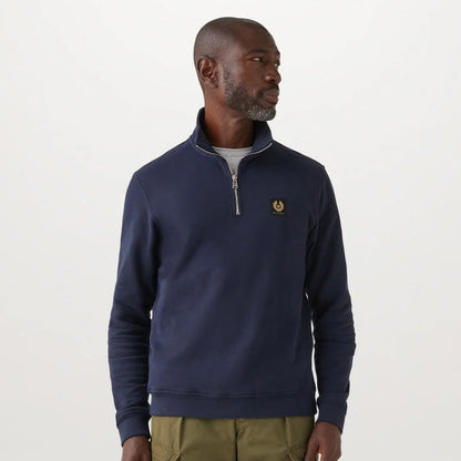 Man wearing Belstaff Quarter Zip Sweat in Navy