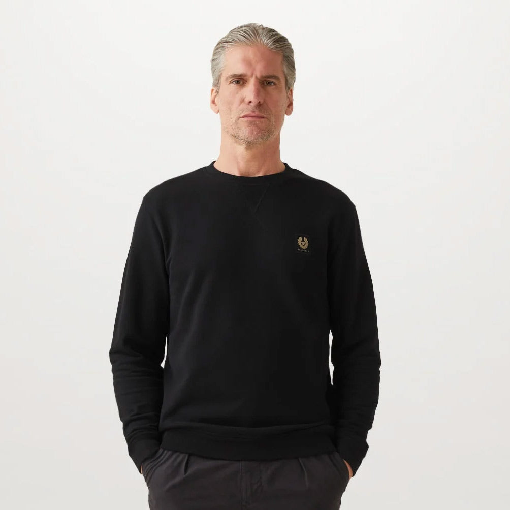Man wearing Belstaff sweatshirt in black