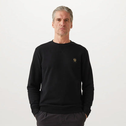 Man wearing Belstaff sweatshirt in black