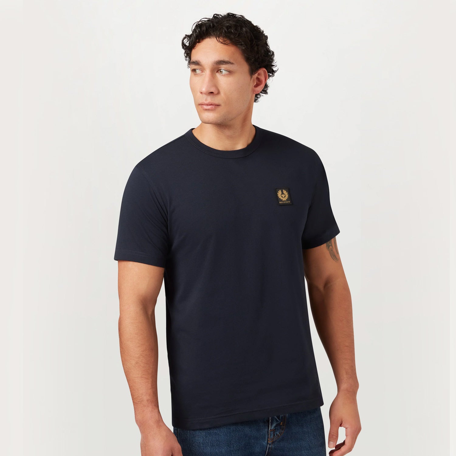 Man wearing Belstaff T-Shirt in Navy